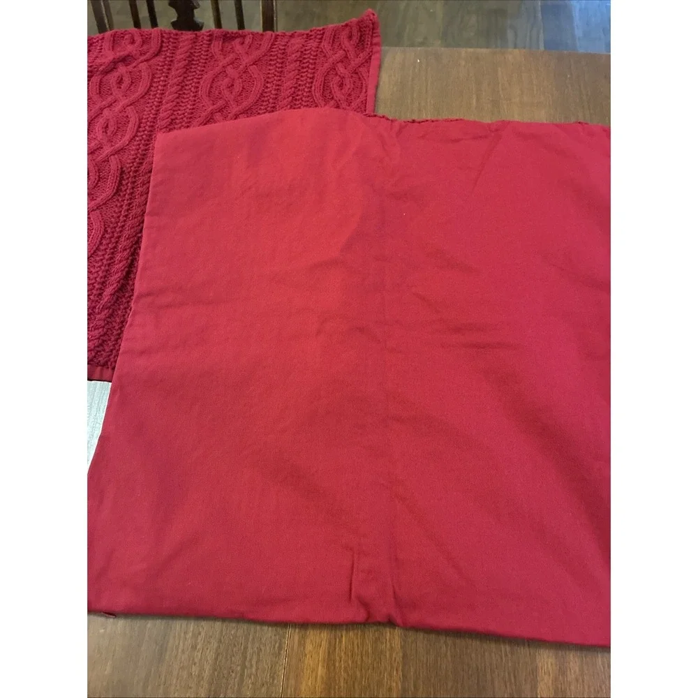 2 Cuddl Duds Cable Knit Sweater Pillow Cover Sham Red 24